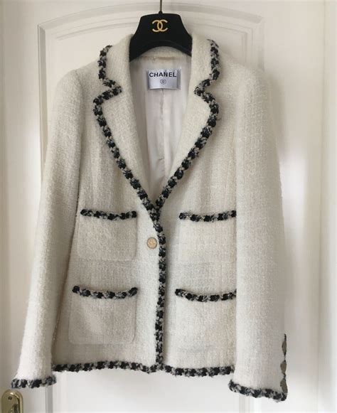 chanel white blazer|chanel blazer material.